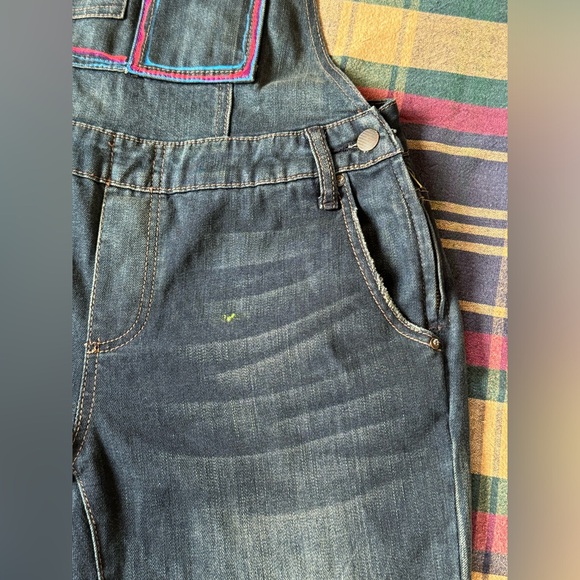 Free Prople Distressed Brady Wash Denim Colour Block Overalls - Picture 8 of 16